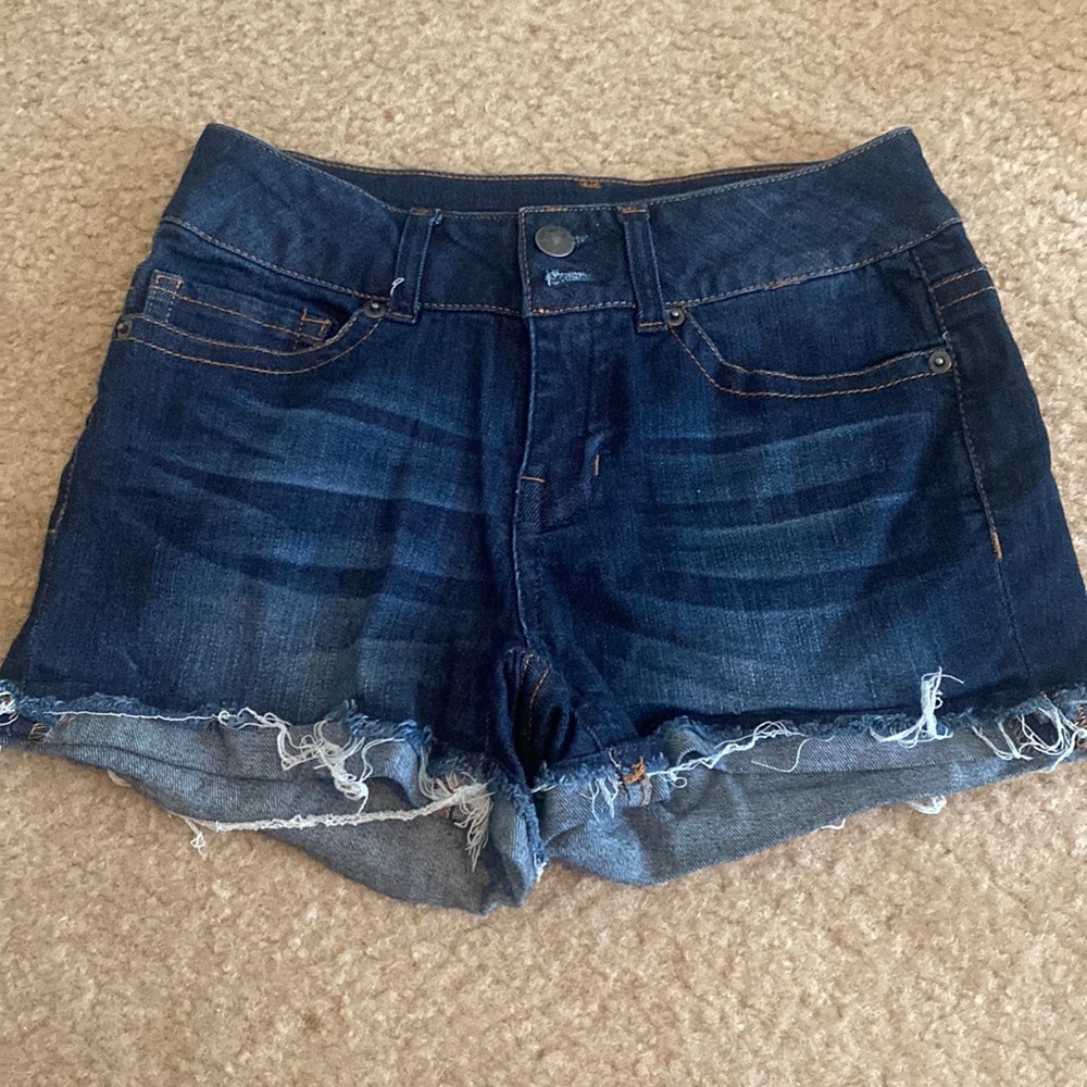 dark denim shorts